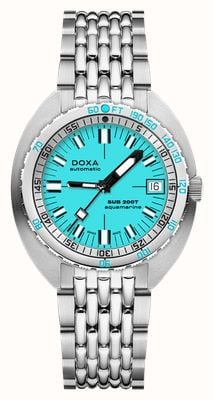 DOXA Sub 200t 海蓝宝石 (39毫米) 浅蓝色标志性表盘 / 不锈钢米粒纹表链 804.10.241.10