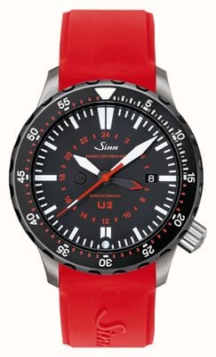 Sinn U2 sdr u-boat steel mission timer diver silicone rosso 1020.040