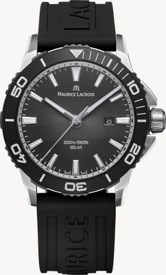 Maurice Lacroix Pontos S Solar Date (42mm)ウォッチ ブラックスモーク トランスルーセント ダイアル / ブラック ラバー ストラップ PT1008-SSL20-330-2