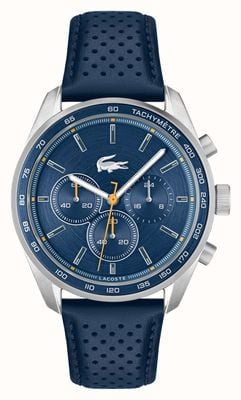 Lacoste Cadran chronographe bleu vancouver (42 mm) pour homme / bracelet en cuir bleu 2011344