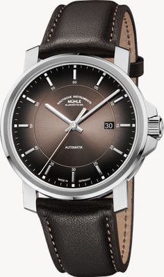 Mühle Glashütte Automatyczny zegarek 29er casual (42,4 mm) z aksamitnie brązową tarczą / wysokiej jakości skórą i miękkimi zamszowymi paskami M1-25-78-300-VLB