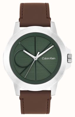 Calvin Klein Montre Ck reset (42 mm) cadran vert / bracelet en cuir marron 25200527