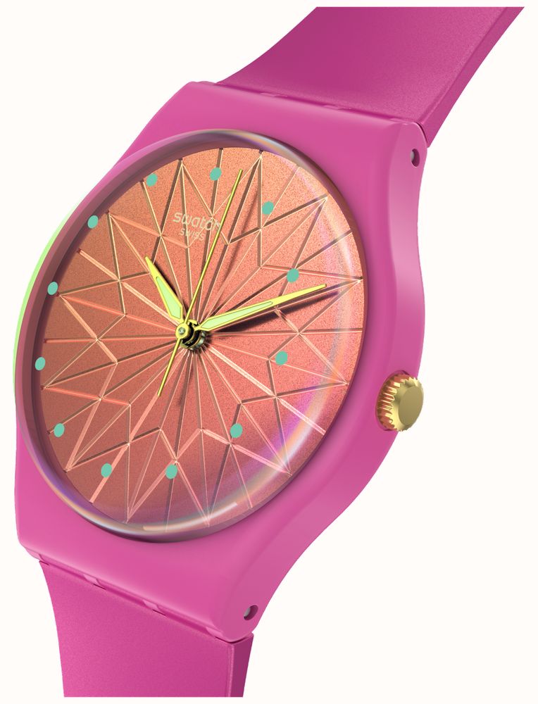Swatch FANTASTIC FUSHIA (34mm) Neon Pink Dial / Pink Silicone Strap ...