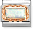 Nomination Classic White Opal Baguette Stone 9ct Rose Gold Rich Setting Charm 430512/07