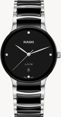 RADO Centrix diamanten (39,5 mm) zwarte wijzerplaat / zwarte keramische roestvrijstalen band R30021712