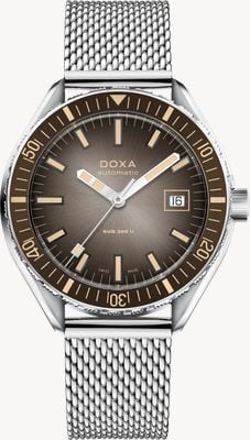 DOXA Sub 200 ii sharkhunter vintage (44 mm) quadrante grigio sfumato / bracciale a maglia in acciaio inossidabile 795.10.101V.10