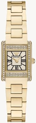 Emporio Armani Tweewijzer kristalkwarts (22 mm) gouden wijzerplaat / gouden PVD roestvrijstalen band AR11663