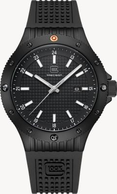 GLOCK Precision Date Quartz (44mm) Black Textured Dial / Black Silicone RTF Strap GW-33-1-24