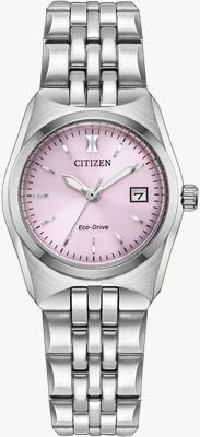 Citizen エコ・ドライブ コルソ (27mm) ピンクサンレイダイアル / ステンレススチールブレスレット EW2291-51X