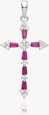 Treasure House Silver Red And White Cz Cross G61131R