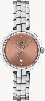 Tissot Damenuhr mit Flamingo-Motiv (30 mm), rosa Zifferblatt/Edelstahlarmband T0942101133600