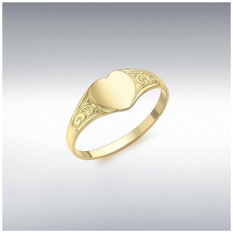 James Moore  Co 9ct Yellow Gold Childrens Heart Signet Jewellery