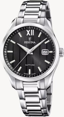 Festina Swiss Made Classic Quartz (37.5mm) Black Dial / Stainless Steel Bracelet F20026/4