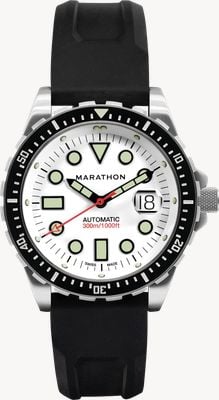 Marathon Kit de 3 correas de caucho negras y esfera blanca ártica, automático, original del Ártico Osar-D (46 mm) WW194037SS-2530