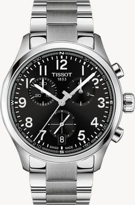 Tissot Chrono l kwarcowy (42 mm) czarna tarcza / bransoleta ze stali nierdzewnej T1164171105200