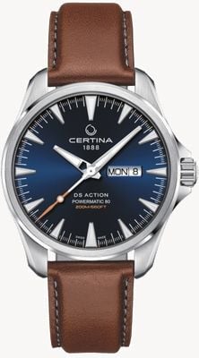 Certina | DS Action Day-Date Powermatic 80| Blue Dial | Brown Strap C0324301604100