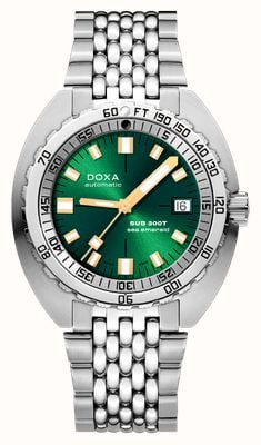 DOXA Cadran vert soleillé en émeraude marine Sub 300t (42,5 mm) / bracelet grain de riz en acier inoxydable 840.10.131.10