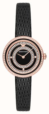 Emporio Armani Relógios femininos cristal com mostrador preto AR11493