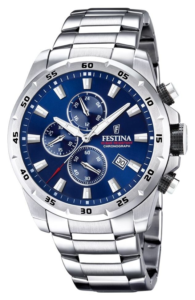 Festina Chronograph Blue Dial Stainless Steel Strap F204632 Watch