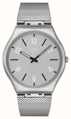 Swatch Mostrador prateado de 42 mm com pulseira de malha de aço inoxidável. SS07S152M