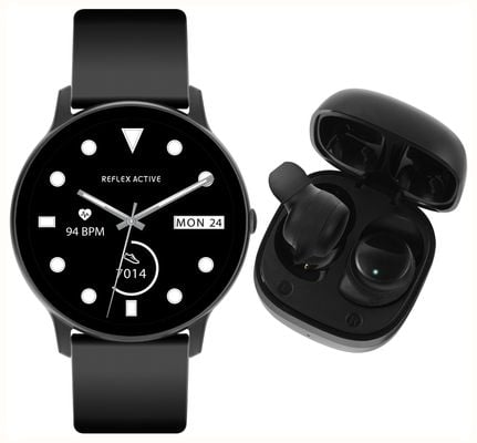 Reflex Active Geschenkset mit Smartwatch und Ohrhörern der Serie 36 (44 mm), digitales Zifferblatt/schwarzes Silikon RA36-2198-TWS