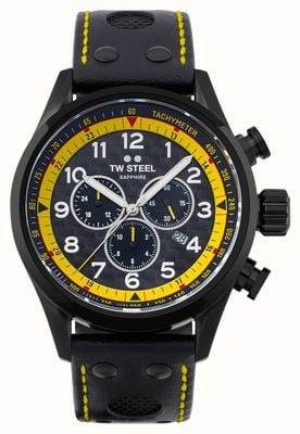TW Steel Coronel wtcr edição especial (48 mm) mostrador em carbono preto / pulseira de couro preta SVS301