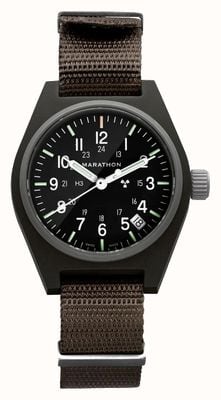 Marathon Quartz à usage général vert sauge Gpq (34 mm) cadran noir / bracelet en nylon balistique vert WW194015SG-0103