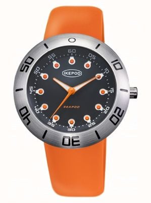 IKEPOD Seapod zale automático s001 (46 mm) mostrador preto / pulseira de silicone laranja S001-SI-LB