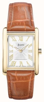 Accurist Rectangle Womens | White Dial | Brown Leather Strap 71004
