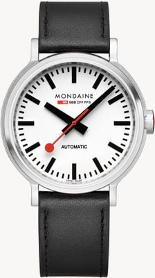 Mondaine SBB The Original Automatic (41mm) White Dial / Black Vegan Grape Leather Strap MST.4161B.LBV