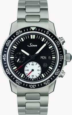 Sinn 613 ST Taucherchronograph (41 mm) schwarzes Zifferblatt / Edelstahl-H-Link-Armband (englisches Datum) 613.0121(ENGLISH) H-LINK