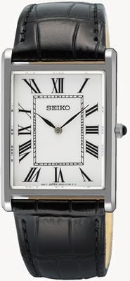 Seiko Classic Dress (27.2mm) White Dial / Black Leather Strap SWR103P1