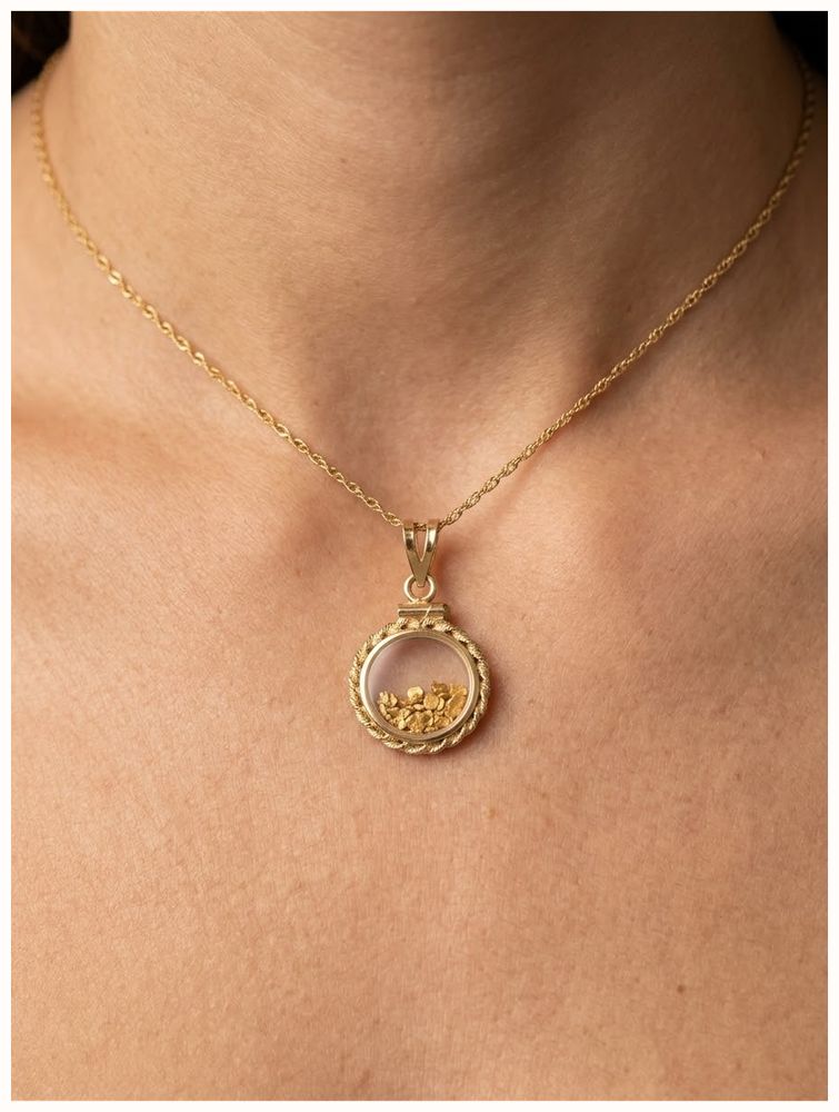 James Moore & Co Pre-Owned 14ct Australian Yellow Gold  With 24ct Pure Gold Capsule Pendant Necklace J34957 - 备用视图 2