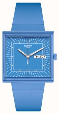 Swatch Was wäre, wenn...Himmel? (41,8 mm) blaues Zifferblatt / blaues Armband aus biologischem Anbau SO34S700