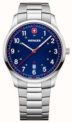 Wenger City Sport Quarzuhr (42 mm), mattes blaues Zifferblatt / Edelstahlarmband 01.1441.134