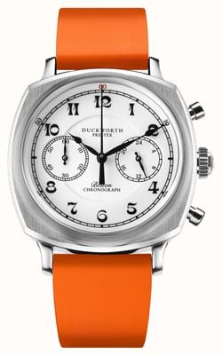 Duckworth Prestex Bolton chronograaf meca-kwarts (39 mm) porseleinen witte wijzerplaat / oranje rubber D531-02-OR