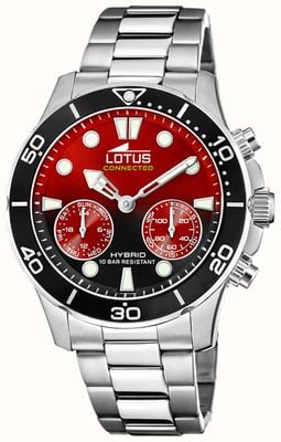 Lotus Smartwatch z połączeniem hybrydowym | czerwona tarcza | bransoleta ze stali nierdzewnej L18800/7