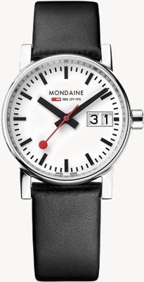 Mondaine Zegarek Evo2 30mm duża data pasek z wegańskiej skóry czarny MSE.30210.LBV