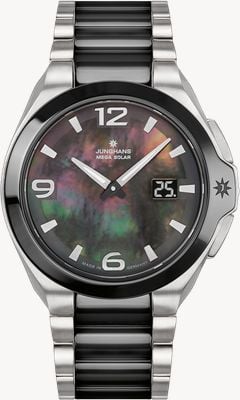 Junghans Spektrum dames radiogestuurd (35,6mm) parelmoer wijzerplaat / roestvrijstalen & keramiek armband 15/1500.44