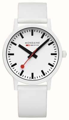 Mondaine Essence quartz (41 mm) cadran blanc / bracelet en silicone blanc MS1.41110.RA