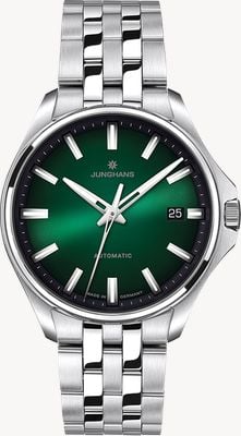 Junghans Meister s automatic 36 (36mm) cadran vert foncé rayonnant / bracelet acier inoxydable 27/4684.44