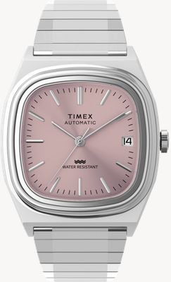 Timex 自動巻き 1983 e-line (34mm) ピンク文字盤 / ステンレススチール製エクスパンションブレスレット TW2Y66800