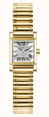 Herbelin Antarès quadratische Quarzuhr (19,4 mm) mit silbernem Guilloche-Zifferblatt und goldfarbenem PVD-beschichtetem Edelstahlarmband A17144P01B2P