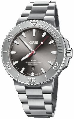 ORIS Aquis date relief automatic (43,5 мм) серый циферблат с солнечными лучами / браслет из нержавеющей стали 01 733 7789 4153-07 8 23 04PEB