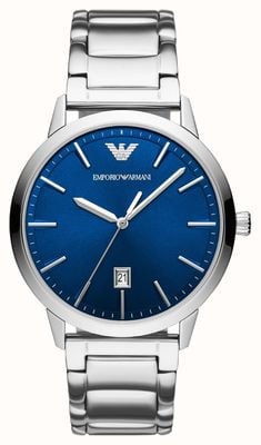 Emporio Armani Masculino | mostrador azul | pulseira de aço inoxidável AR11311