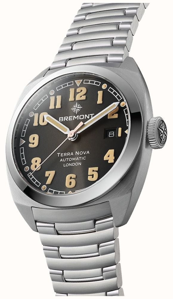 Bremont Terra Nova Date Automatic (40.5mm) Gradient Anthracite Metal Dial / Stainless Steel Bracelet TN40-DT-SS-BK-B - vista alternativa 3