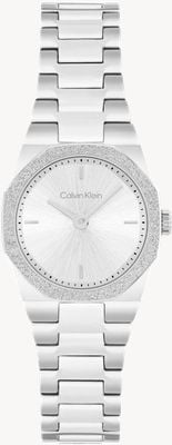 Calvin Klein Geometryczna elegancja (23 mm) srebrna tarcza / bransoleta ze stali nierdzewnej 25100141
