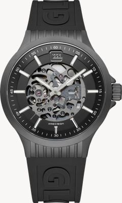 GLOCK Precision Skeleton Automatic (44mm) Gunmetal Dial / Black Silicone GLOCK Strap GW-14-1-24
