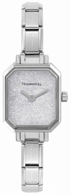 Nomination PARIS Watch With Steel Strap RECTANGULAR Glitter Silver 076030/023