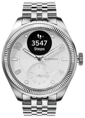 Withings Scanwatch Nova Brilliant Hybrid-Smartwatch (39 mm) weißes Hybrid-Zifferblatt / Edelstahlarmband HWA10-MODEL 10-ALL-INT
